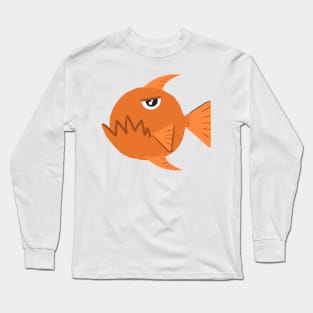 Piranha Fish Digital Illustration Long Sleeve T-Shirt